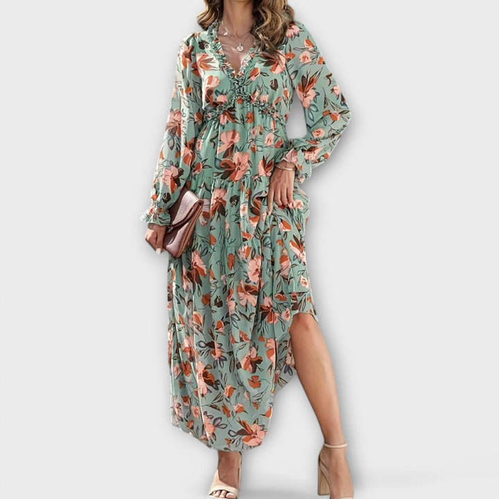 Luna – Pleated Floral Maxi Dress