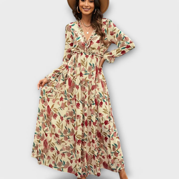 Luna – Pleated Floral Maxi Dress