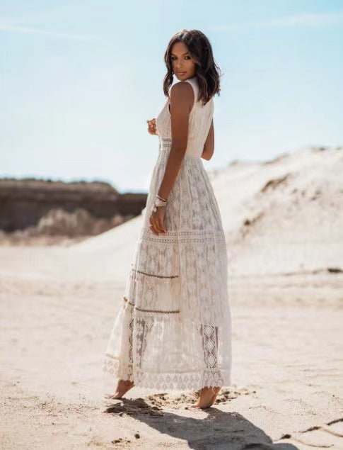 Lily – White Boho Maxi Dress