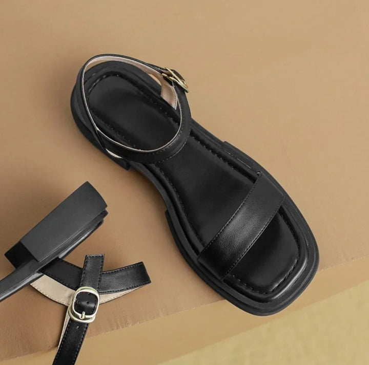 Paige – Minimal Leather Strap Sandals