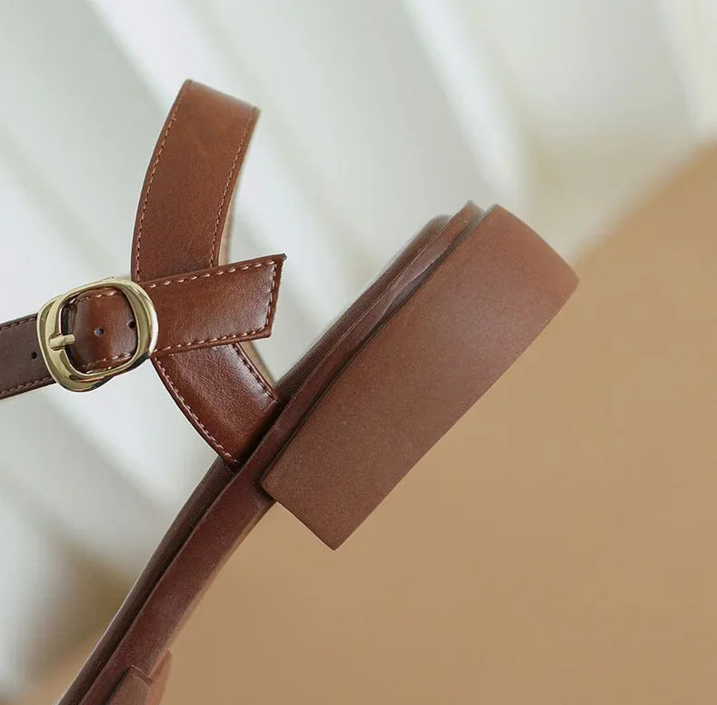 Paige – Minimal Leather Strap Sandals