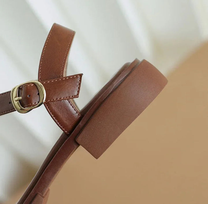 Paige – Minimal Leather Strap Sandals