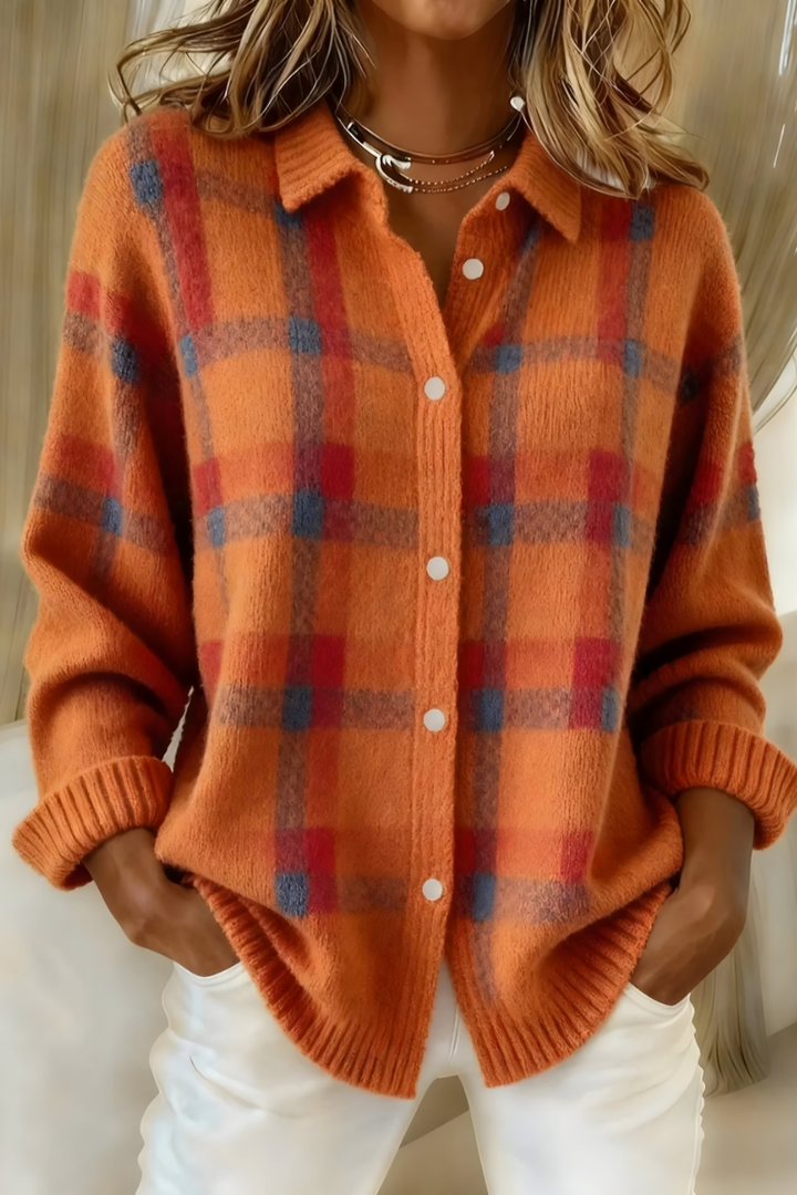Tessa – Checked Knit Cardigan