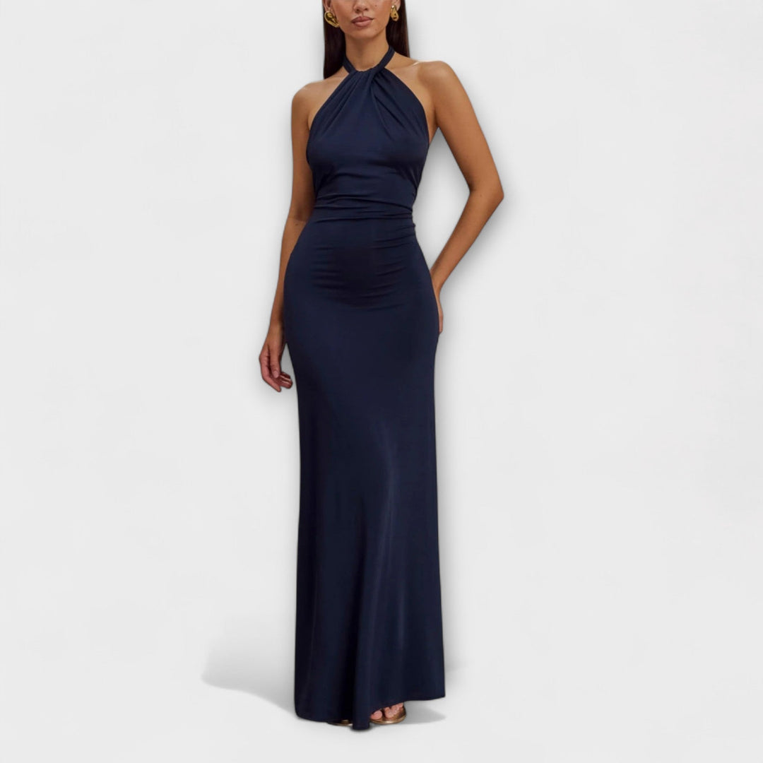 Brianna – Sculpted Halterneck Maxi Dress