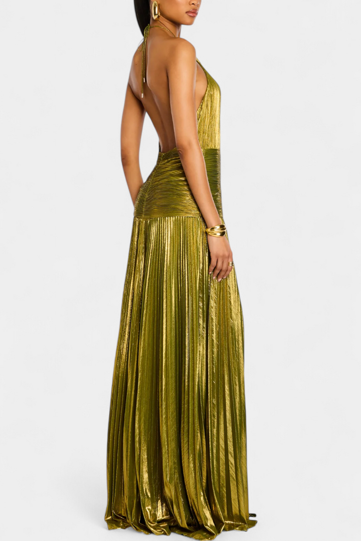 Elena – Halter Glow Maxi Dress