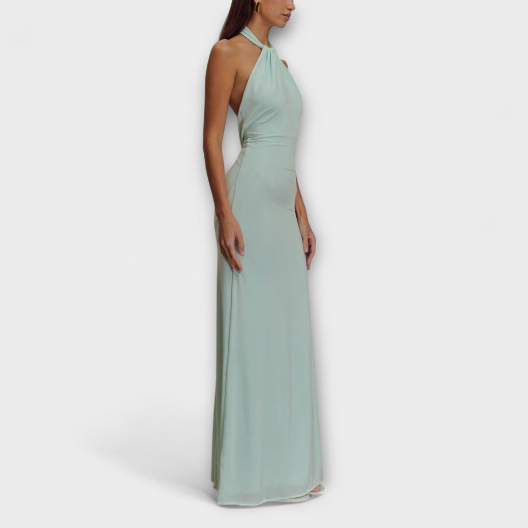 Brianna – Sculpted Halterneck Maxi Dress