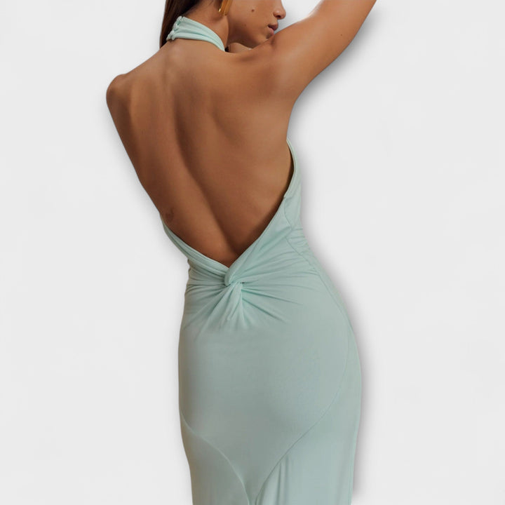 Brianna – Sculpted Halterneck Maxi Dress