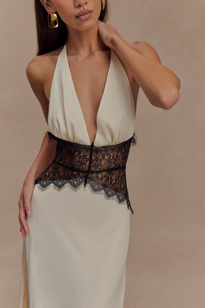 Celeste – Sheer Lace Halter Dress