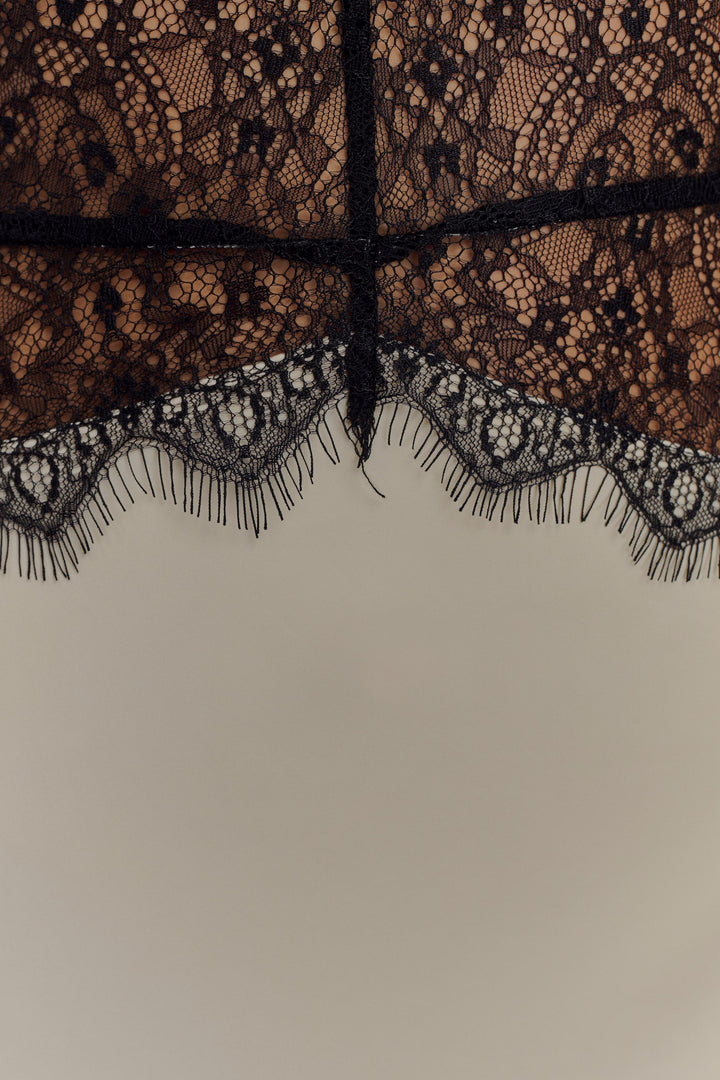 Celeste – Sheer Lace Halter Dress