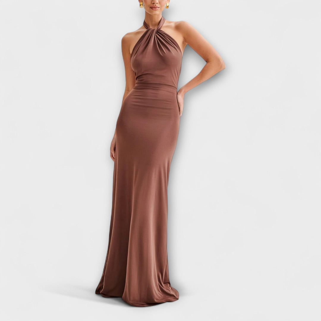 Brianna – Sculpted Halterneck Maxi Dress