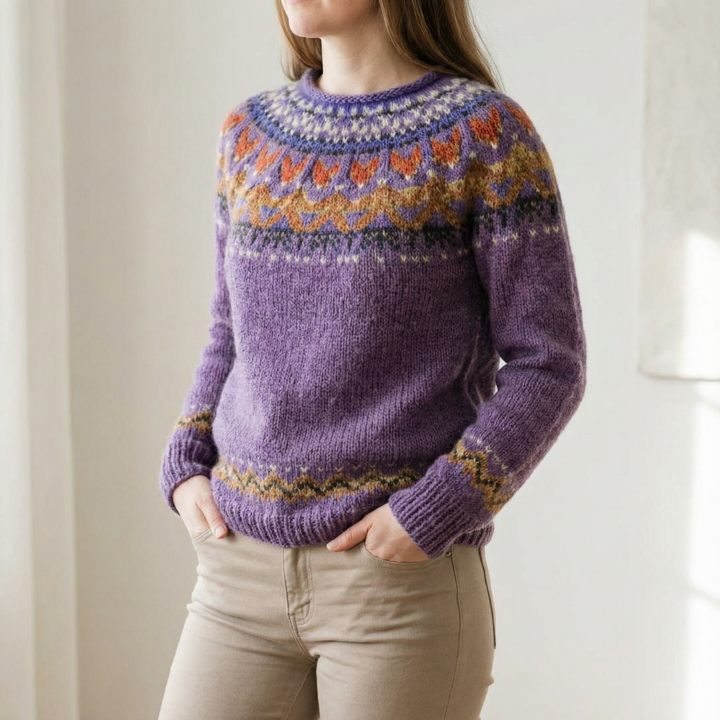 Mira – Warm jumper with traditionally woven shoulder detail