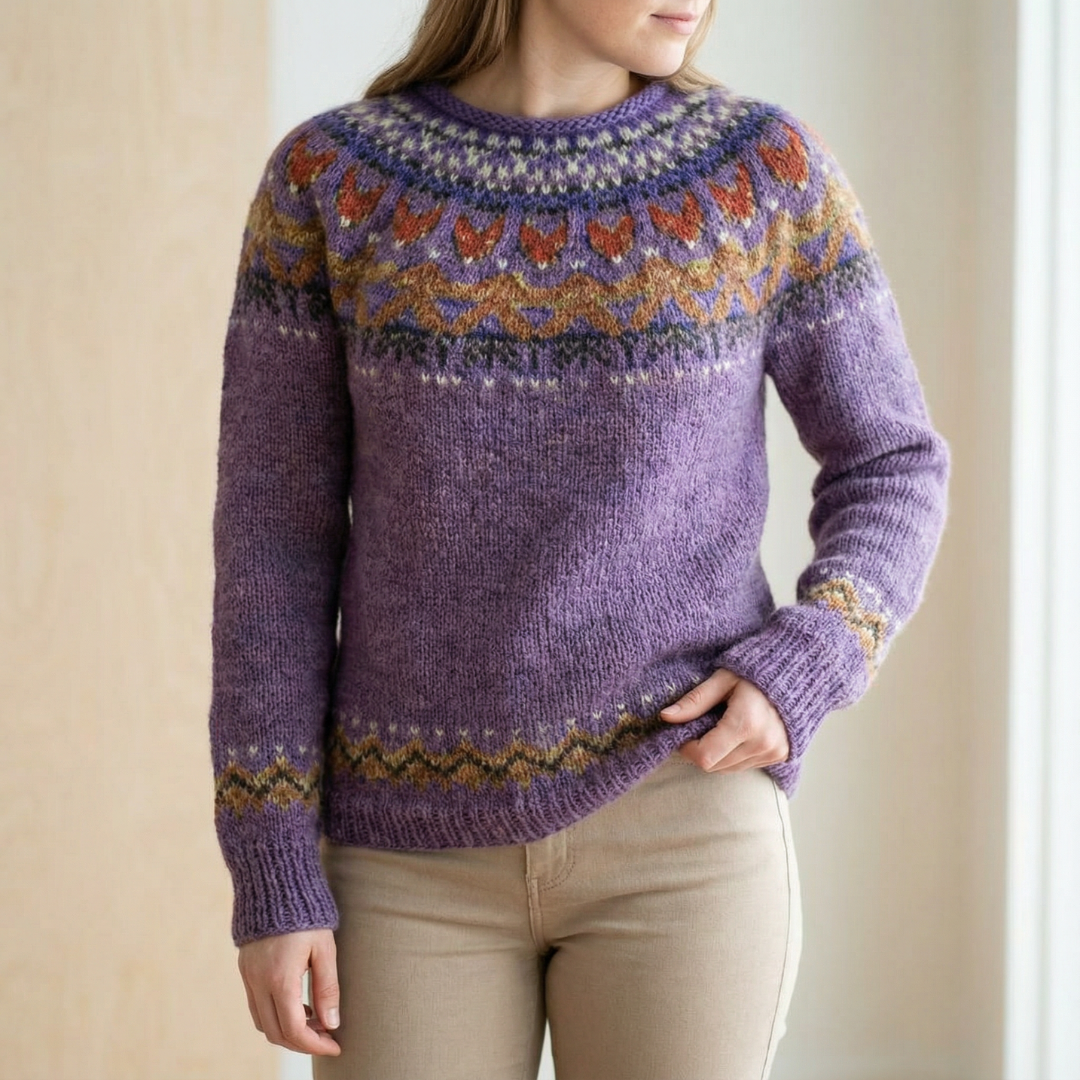 Mira – Warm jumper with traditionally woven shoulder detail