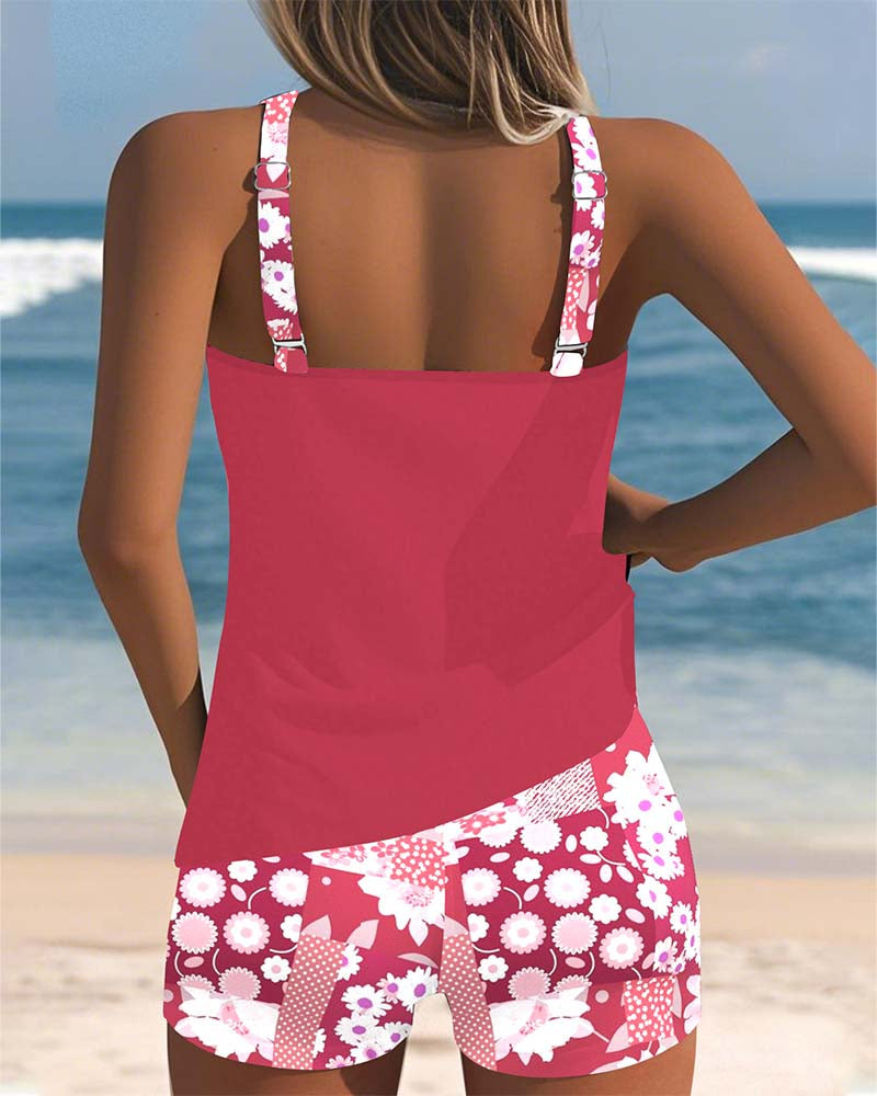 Tessa – Floral Tankini & Shorts Set