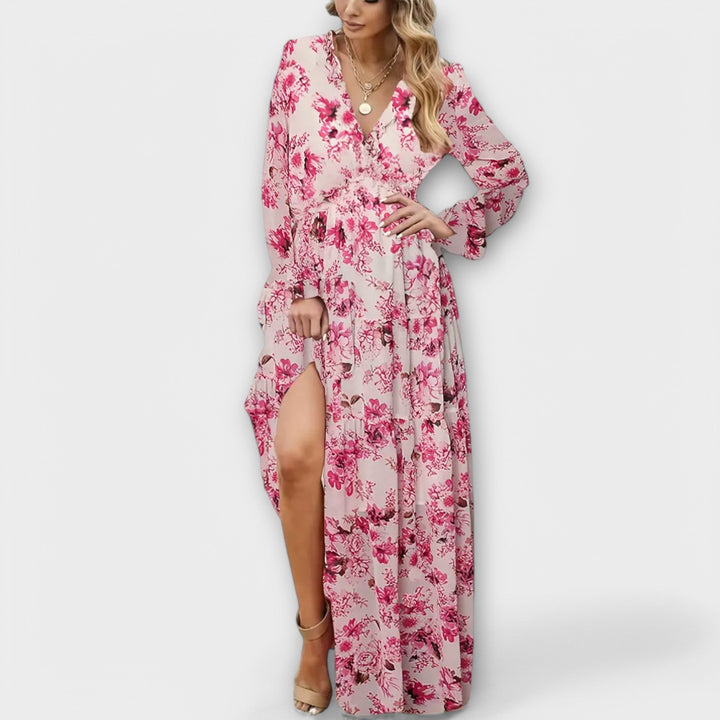 Luna – Pleated Floral Maxi Dress