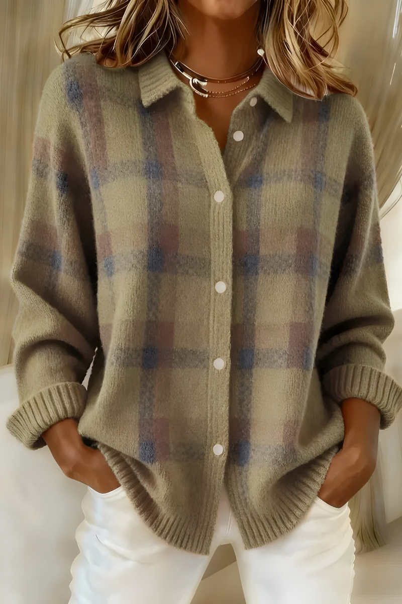 Tessa – Checked Knit Cardigan