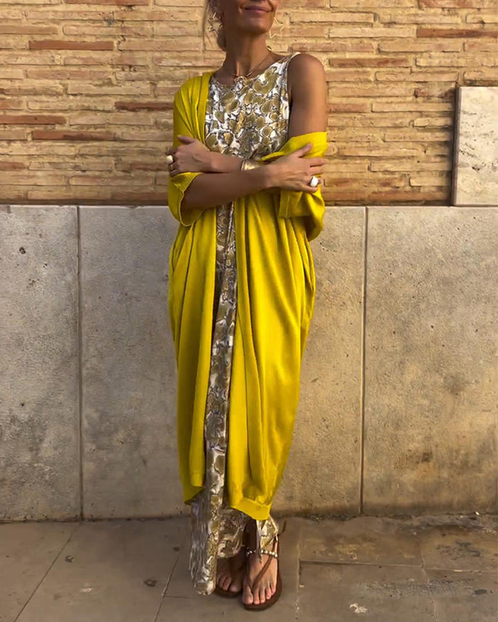 Niamh – Printed Dress & Matching Vest