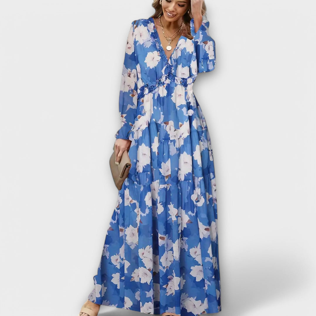 Luna – Pleated Floral Maxi Dress
