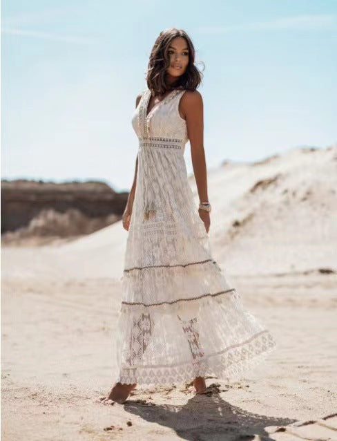 Lily – White Boho Maxi Dress