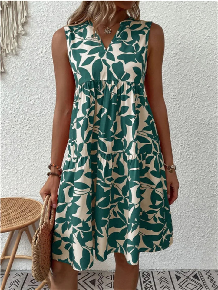 Allegra – Leaf Print Summer Dress