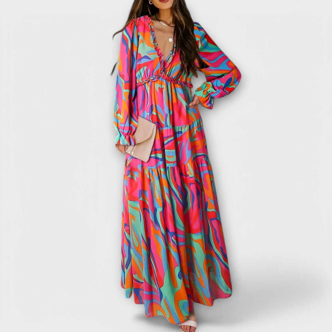 Luna – Pleated Floral Maxi Dress