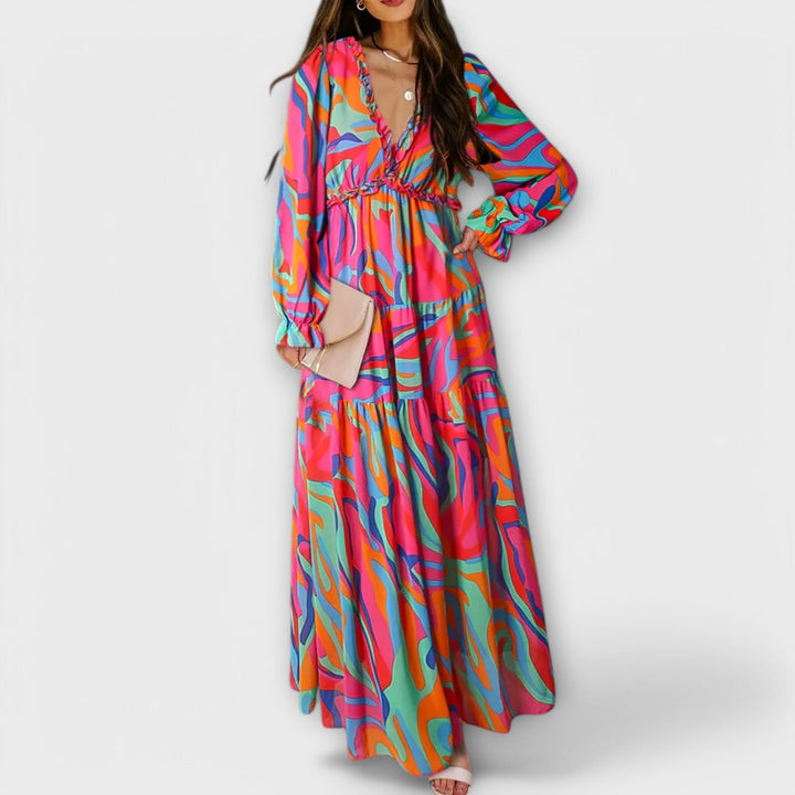 Luna – Pleated Floral Maxi Dress