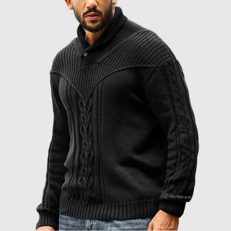 Elias — Shawl-Collar Essential Sweater