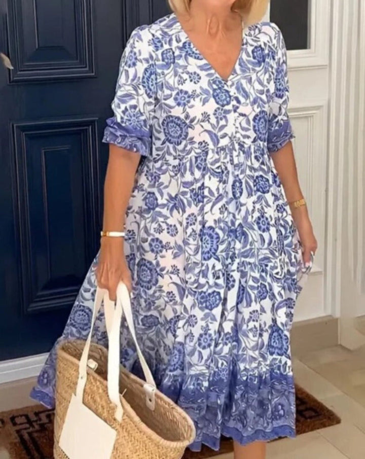 Sienna – Blue Floral Midi Dress