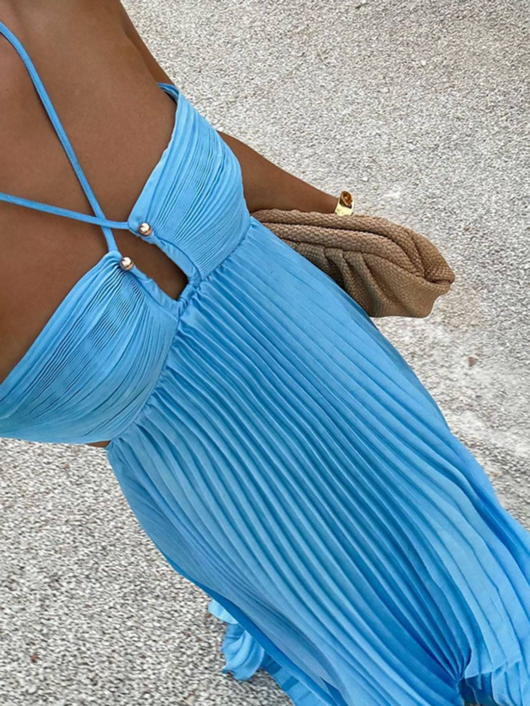 Elena – Soft Pleated Halterneck Dress