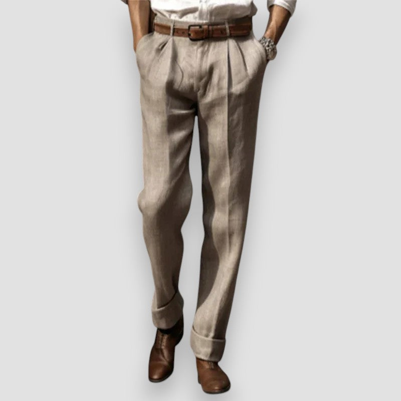 Miles – Classic Pleated Linen Pants