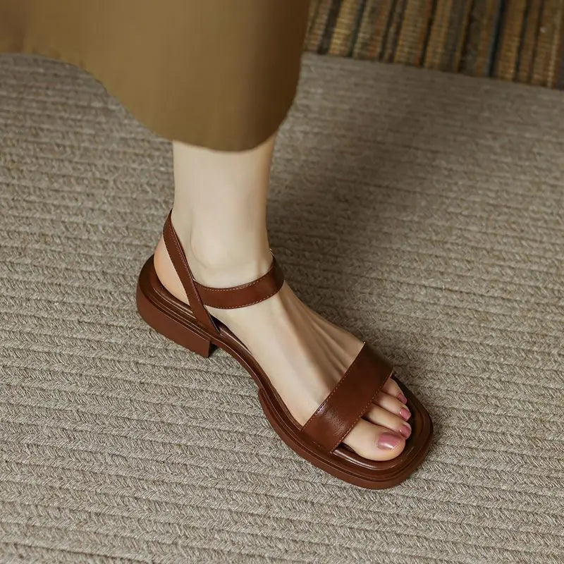 Paige – Minimal Leather Strap Sandals