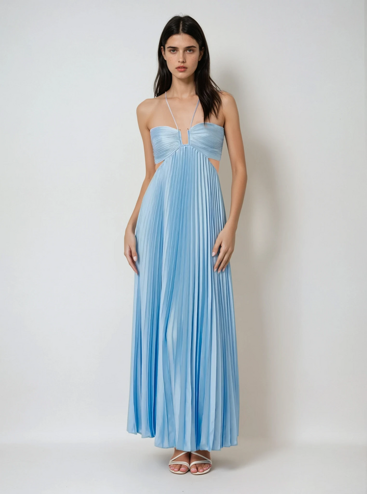Elena – Soft Pleated Halterneck Dress