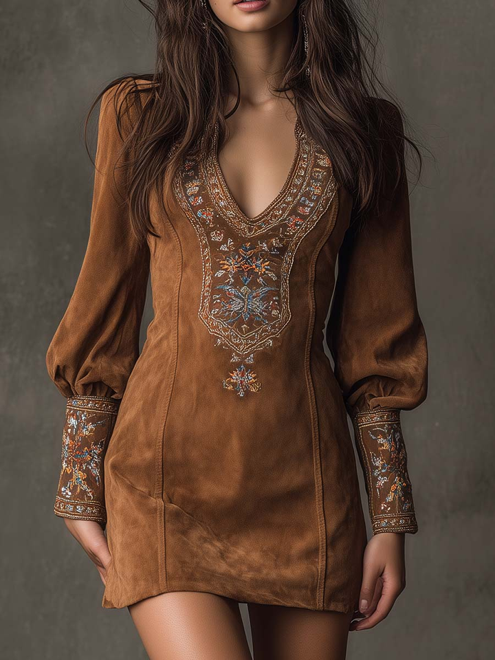 Harper – Boho Embroidered Mini Dress