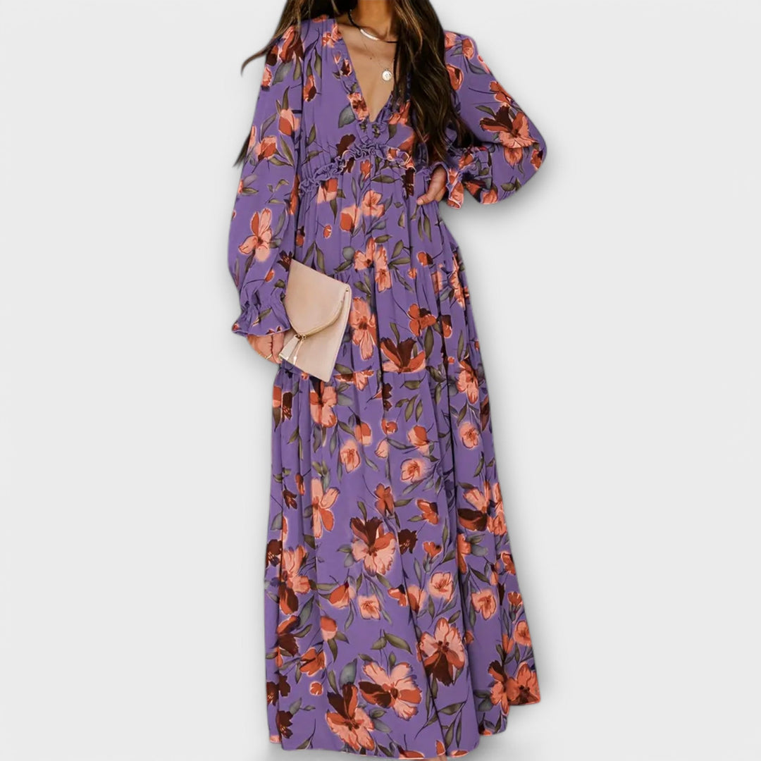 Luna – Pleated Floral Maxi Dress
