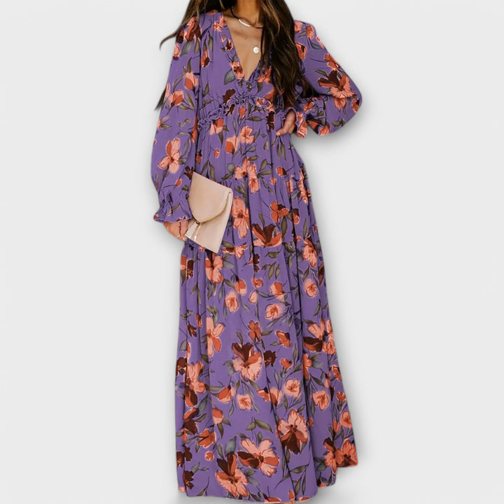 Luna – Pleated Floral Maxi Dress