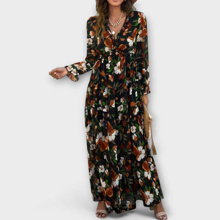 Luna – Pleated Floral Maxi Dress