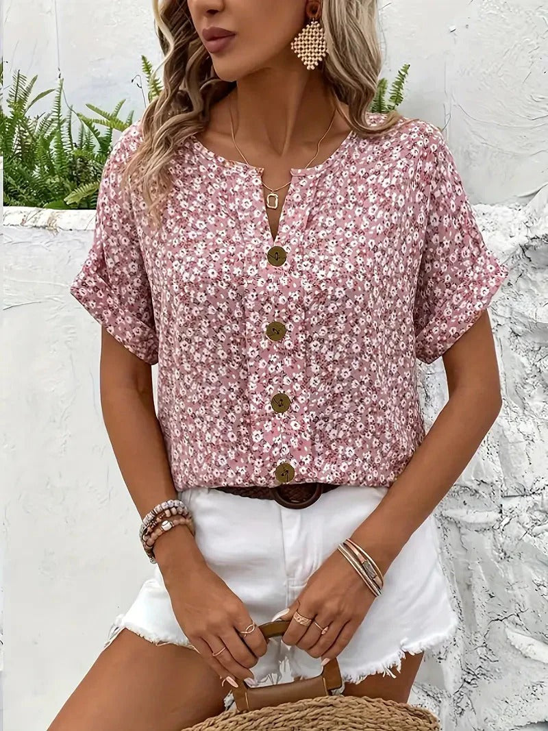 Lydia – Floral Everyday V-Neck Blouse