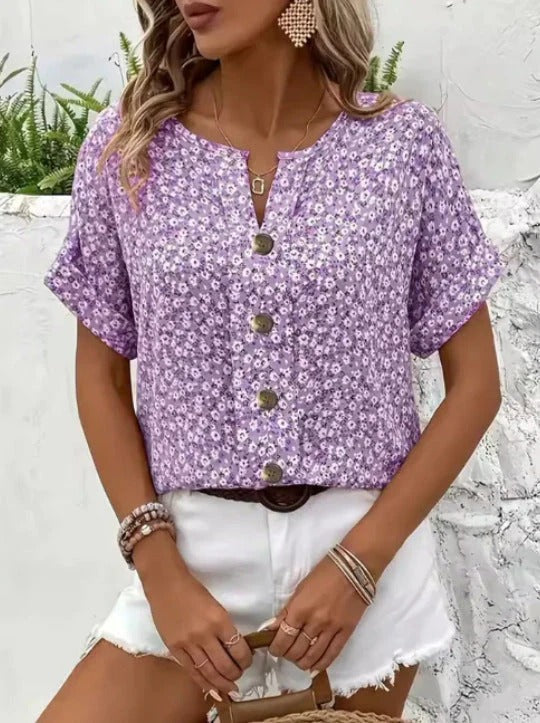 Lydia – Floral Everyday V-Neck Blouse