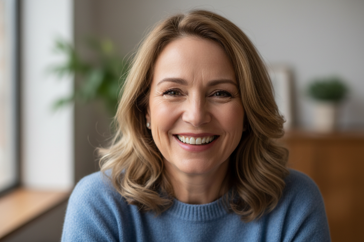 MIDDLE AGE WOMAN HAPPY