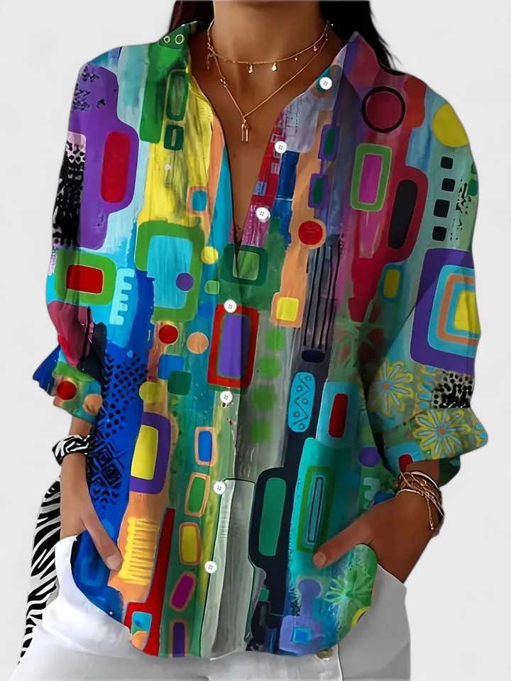 Claire – Geometric Elegance Blouse