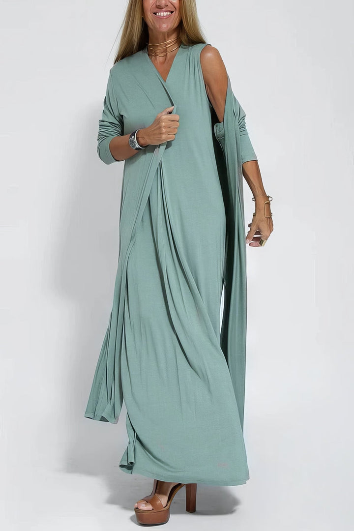 Clodagh – Sculpting Maxi Dress with Free Cardigan